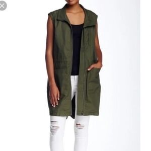 RO & DE Utility Vest Women's Size Small Olive Green Sleeveless Drawstring Waist